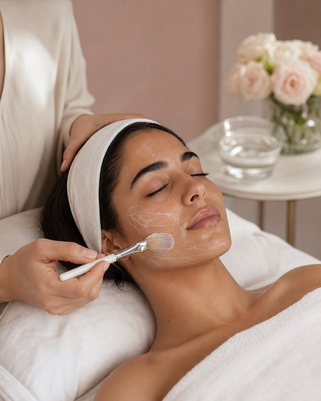 A client enjoying a hydrating facial treatment